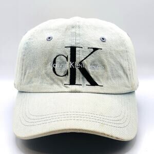 Vintage Calvin Klein Denim Hat Strapback Adjust Embroidered Baseball Cap 90s VTG